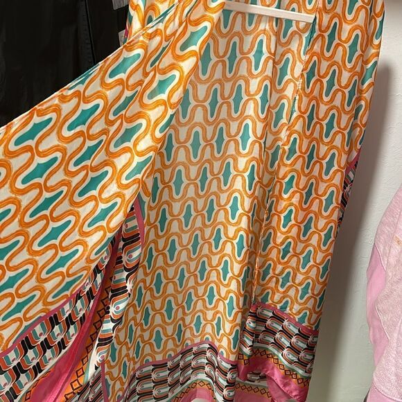 Boho multicolor print kimono / swim coverup - beautiful pattern and color combo - Picture 4 of 5